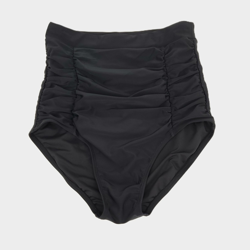 RELLECIGA High Waist Ruched Bikini Swim‎ Bottom Small Black Lined Full Coverage